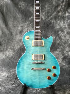 Nouvelle arrivée Custom Shop bleu Guitare électrique CUSTOM de couleur bleue avec dos de couleur bois d'origine, touche en palissandre, guitarra de vente chaude