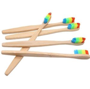 Nouvelle arrivée brosse à dents à manche en bambou brosses à dents en nylon souple coloré/poils aiguisés pour hôtel à domicile pour adultes et enfants