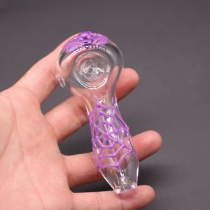 Pipe à main en verre épais de conception d'araignée colorée pour fumer des accessoires de tabac cuillère de haute qualité en gros en Stock