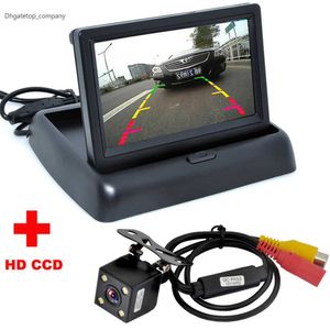 Nouvelle caméra de recul CCD 4LED pour voiture, aide au stationnement automobile, avec écran LCD couleur de 4.3 pouces, moniteur vidéo pliable