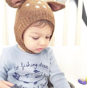 Nouveau automne hiver mignon infantile bébé dessin animé cerf oreilles chapeau enfants bonnet tricoté filles garçons chaud bonnets enfant bébés chapeaux M73