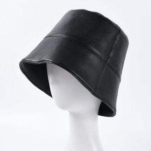 Nuevo Otoño Invierno mujeres sombreros moda señora PU cuero impermeable cubo lluvia sombrero plegable pescador gorra entera 201104239z