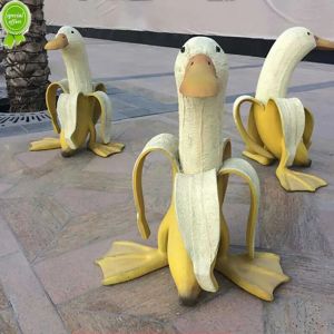 Nouveau canard banane, décoration de jardin créative, Sculptures de cour, décor de jardinage Vintage, Art fantaisiste, canard banane pelé, Statues de maison, artisanat