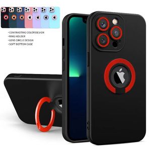 Nuevas fundas de teléfono del soporte de Bicolor Hollow Out para iPhone 14 13 12 11 Plus Pro Max XR XS 8 7 Case protector de cubierta protectora de silicona