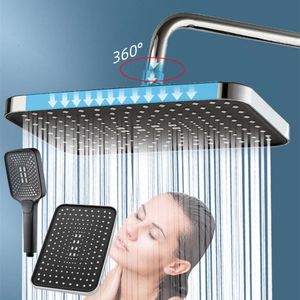 Nouveau grand pommeau de douche réglable à 4 modes, mélangeur à économie d'eau à haute pression avec autonettoyant, accessoires de salle de bains à coupe à une touche