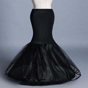 Nuevas enaguas de sirena negras para mujer, 1 aro, falda interior de tul de dos capas, accesorios de boda, crinolina barata cpa1197229I