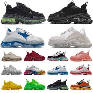 Balenciaga Shoes 17FW Triple S Femmes Papa Casual Chaussures Sneaker Effacer Bubble Bottom Mode Noir Rouge Rose Vert Jaune Gris Multi Couleur Grand-père Entraîneur Baskets Sport