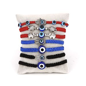 Nouveau bleu mauvais œil charme tressé corde chaînes bracelets pour femmes hommes tortue éléphant Hamsa main charme rouge chaîne bracelet bijoux de mode