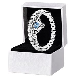 NOUVELLE bague diadème bleue authentique en argent Sterling femmes bijoux de mariage petite amie cadeau pour pandora couronne anneaux avec coffret d'origine