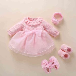 Nouveau-né bébé fille vêtements robes coton princesse style bébé robe de baptême 2019 robe de baptême infantile robes 0 3 6 mois G1129