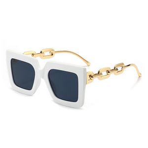 Nuevas gafas de sol con cadena de caja, gafas de sol con montura grande de moda europea y americana, gafas cuadradas transfronterizas de alta gama para mujer resistentes a los rayos UV