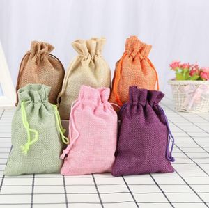 Nuevas bolsas de regalos de yute de arpillera para Navidad Plain Vintage Wedding Xmas Party Favor Candy Gift Package Wrap Bags LX7093