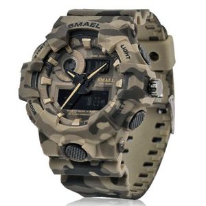 Nuevo reloj de camuflaje SMAEL, reloj deportivo LED de cuarzo para hombre, reloj de pulsera deportivo para hombre 8001, resistente al agua para hombre, 252w
