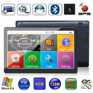 HD 7 pulgadas navegación GPS para coche navegador para camión pantalla táctil Bluetooth AVIN Auto GPS WinCE MP4 transmisor FM DDR256MB 8GB mapas 3D