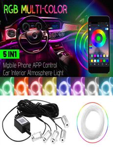 Nouvelle atmosphère de voiture lumières EL néon fil bande lumineuse RGB plusieurs Modes App contrôle du son Auto intérieur décoratif ambiant néon lampe1424311