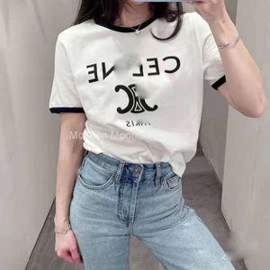 Nuevas camisetas para mujer de impresión de letras CE Arc Camisetas de algodón de algodón de manga corta
