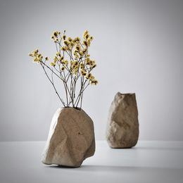 Nouveau vase moderne en céramique décor à la maison mode orgue floral chambre principale créative vase en pierre en céramique ornements cadeau de mariage 210310