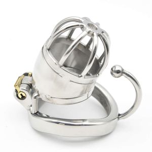 Nuevo CHASTE BIRD Nuevo Metal 304 Dispositivo de Castidad masculina de acero inoxidable jaula pequeña con anillo de arco Base cinturón para pene juguete Sexy BDSM C277