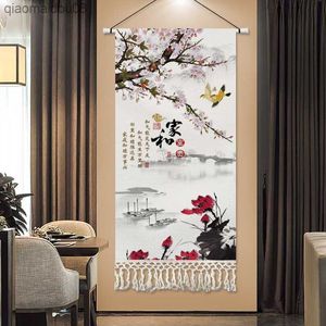 Nouveau Chinois Fleur-et-oiseau Tapisserie Tissu Maison Porche Salon Décoration Suspendu Peinture Chambre Décor Esthétique Anime Affiche L230704