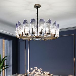 Nuevo Lámpara de araña de cristal para sala de estar, iluminación de plumas de pavo real creativa, moderna y sencilla, estilo chino, para restaurante, dormitorio,