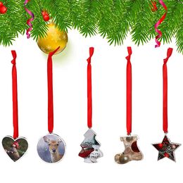 Nouveaux fournitures de décoration de Noël en alliage de zinc Sublimation blanc ornements d'arbre de Noël pendentif