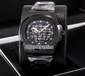 Nouveau classique 5711 PVD Steel Black Skeleton Globe Dial A2813 Automatic Mens Watch Intondless Steel Sports Watchs pas cher PRURETime PB307375219