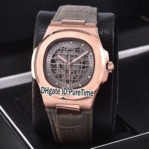 New Classic 5711 Or Rose Gris Squelette Globe Cadran A2813 Automatique Hommes Montre Gris En Cuir Montres De Sport 7 Styles Pas Cher Puretime PB301A2