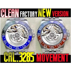 nouvelle Clean Watch Montres 3186 OU 3285 Deux Mouvements 40mm Bouche en céramique rouge et bleue Batman haut gaucher C11