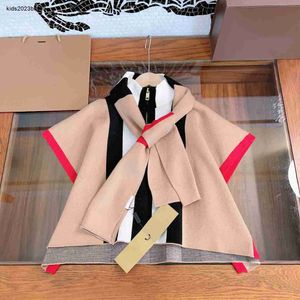 Nuevo conjunto de capa para niñas, chaqueta de bebé a rayas multicolor, tamaño 100-160, Poncho con diseño de media cremallera y bufanda de alta calidad, 20 de octubre