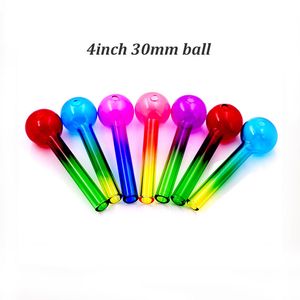 New Colorful Glass Oil Burner Pipes 4inch 30mm Ball Great Glass Pipe Dabber Smoking Tool Accessories High Quality