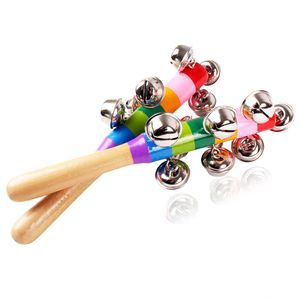 Rainbow à main arc-en-ciel Hand Tente Bell Stick Shakers Percussion en bois jouet musical pour KTV Party Kids Game Wholesale Retail