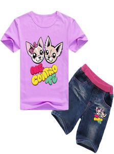 New Cotton Kids Vêtements Summer Style Me Contro Te Boys Sleeves Shortves Jeans Oneck Pullover Kids Costume Unisexe Y20062451246