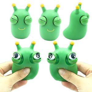 Nuevo juguete creativo de silicona para hacer estallar Big Eye Squishy Green Bug Stress Relieve Sensory Fidget Toy Gusano Squishy Big Eyes Doll