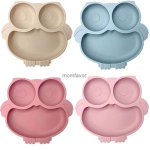 New Cups Dishes Utensils BPA Free Cute Owl Children Dishes Suction Plates Silicone Baby Dining Plate for Toddlers Baby Training Feeding Sucker Bowl