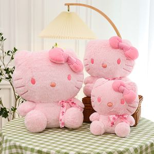 Nuevos juguetes de peluche bonitos de dibujos animados, figuritas de gatos rosas en flor de cerezo, tela de felpa suave, venta al por mayor de fábrica de almohadas