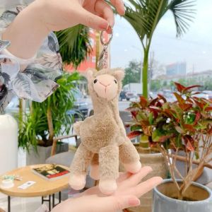 Nouveau mignon belle alpaga porte-clés en peluche jouet japonais alpagas doux en peluche mouton lama animaux poupées porte-clés poupée 18 cm en gros 1018