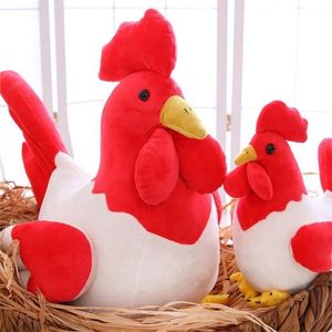 linda simulación de pollo de peluche de juguete gallo de peluche de juguete hecho a mano almohada 25 cm zodiaco pollo animales de peluche juguetes muñeca niño regalos LJ201126