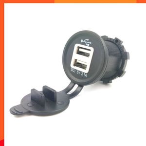 Nuevo cargador USB de coche DC 12 ~ 24V 3.1A DIY adaptador de cargador de coche USB Dual resistente al agua con luz azul para coche Motocylcye barco