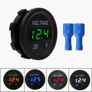 New DC 5-48V Car Motorcycle Voltmeter Mini Digital Waterproof LED Panel Tester Display Round Volt Meter Gauge