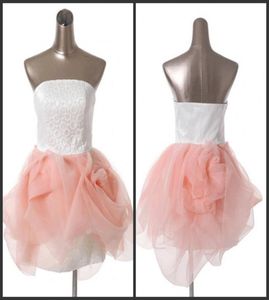 Nouveau design tissu rose tulle sexy modes de bal courtes robes de bal sans bretelles boss à bas prix Rétro9251773 de haute qualité sur mesure