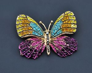 Increíble esmalte lindo broche de mariposa estilo vintage cristales multicolores joyería de mujer broche señora bufanda pin accesorios de ropa pin para fiesta