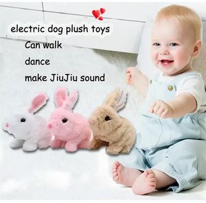 Nuevo diseño suave lindo peluche interactivo eléctrico conejo muñeca Animal relleno juguetes de peluche P0721