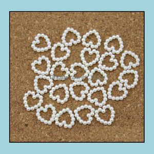 Nuevo diseño Cuentas de perlas blancas en forma de corazón Accesorios para horquillas de bricolaje Artesanía para hacer tarjetas de boda para teléfono 11 mm * 11 mm Entrega directa 2021 Artesanía