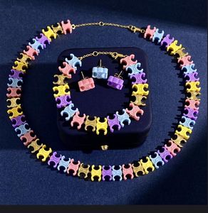 Nouveau conçu oreille Stud couleur bonbon collier Macaron couleur Bracelet Design sentiment ludique mignon dopamine printemps été résine boucles d'oreilles anneau Dopamine bijoux approvisionnement