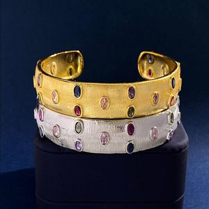 Nouveau conçu Vintage Court Style femmes Bracelet Brossé Visage manchette bracelet Ovale Couleur Diamants De Luxe C Forme Or Plaqué bracelet Anneau Designer Bijoux NX114