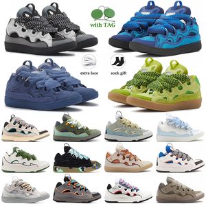 Nouveaux créateurs Lavines Chaussures Chaussures robes vertes brunes Boue respirante Mahoganie rose hommes Trainers Pastel Imprimé multi-laces en cuir Sneakers Taille 35-46 Multi lacets