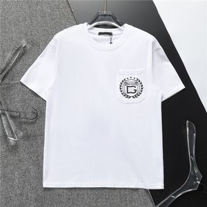Nuevo diseñador Camiseta para hombre Negro Blanco Letras de bordado de lujo Impresión de marca clásica Hip Hop suelto tela de algodón de calle suave para hombres y mujeres em-3xl E08O