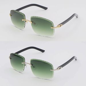 Nuevo diseñador sin montura gafas de sol con lentes de corte de diamante Gafas de sol de lujo con brazos aztecas Gafas con montura de metal para hombres y mujeres 8200762 Gafas de sol de metal para hombre con forma de ojo de gato Tamaño 62 mm