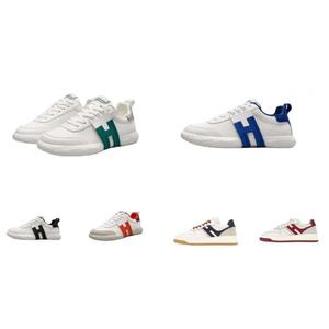 Nuevos zapatos de diseñador H630 Zapatos casuales Huogans para mujer Hombre Moda de verano Piel de becerro lisa simple Ed Cuero de gamuza Zapatillas de deporte HG de alta calidad Tamaño Zapatos para correr