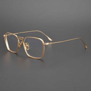 Nuevas gafas de sol de diseño diseñadores Top Box japonés Titanio Pure Ultra-Light Marco de anteojos con miopía de miopía Temperamento mate hecho a mano hombres de moda de marco completo